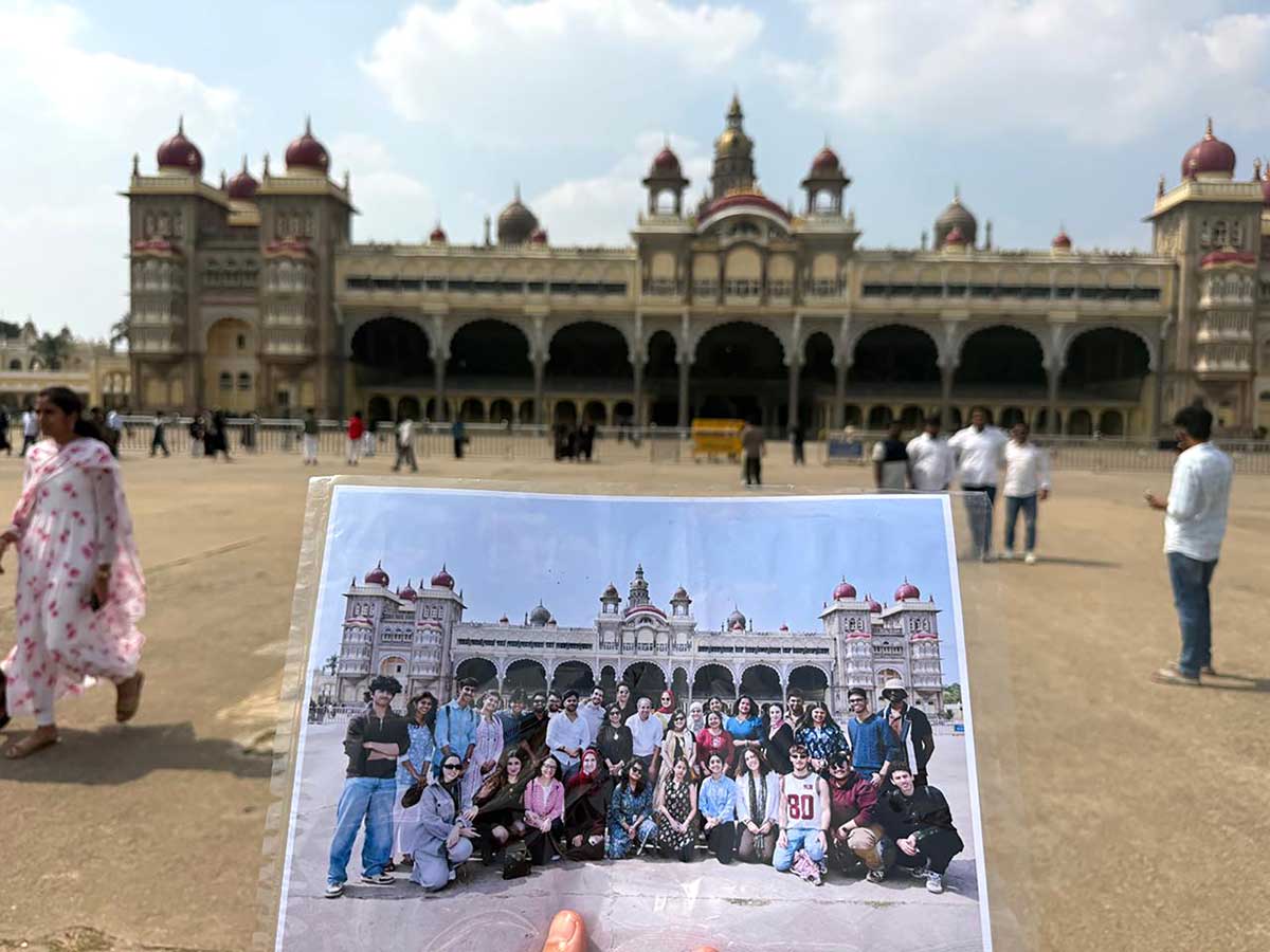 picture of the class outside a palace