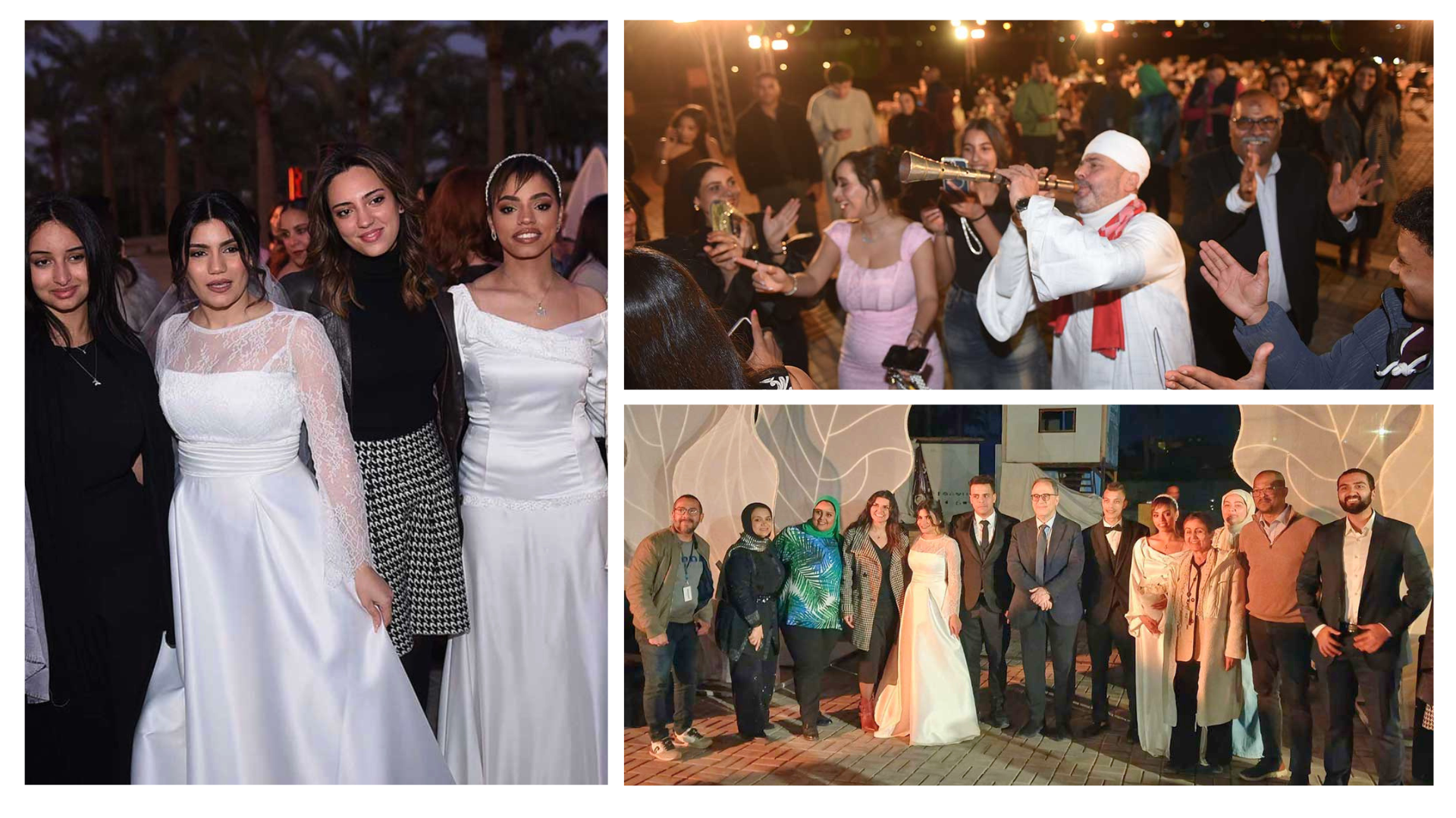 collage of pictures from the wedding
