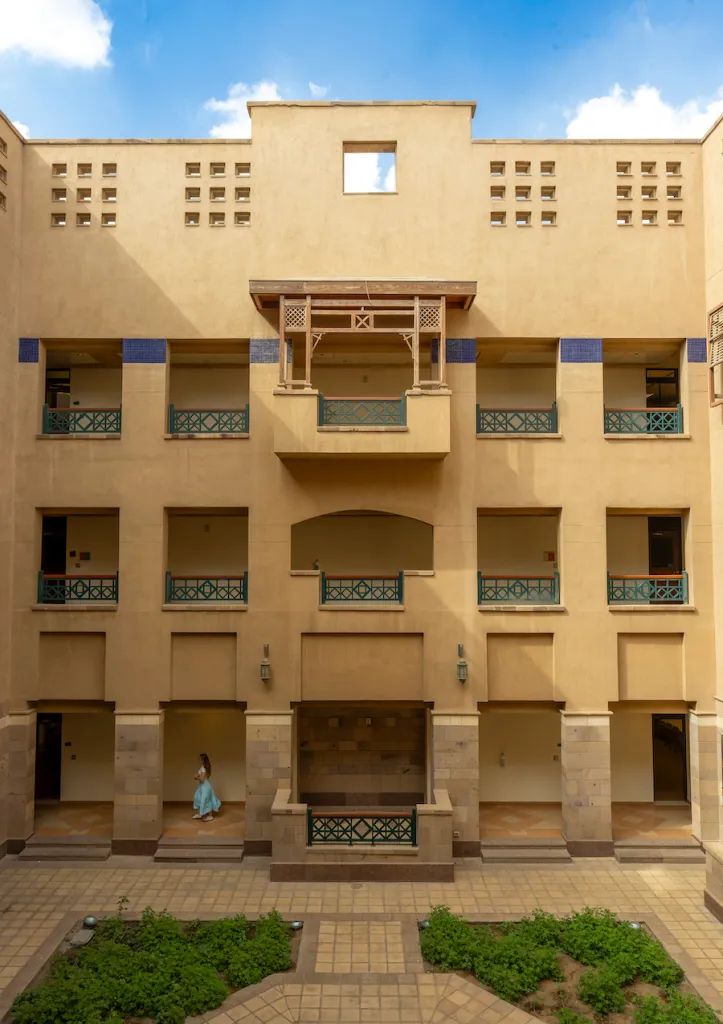 exterior shot of HUSS building at AUC New Cairo