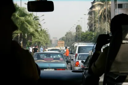 A busy roadway in Cairo